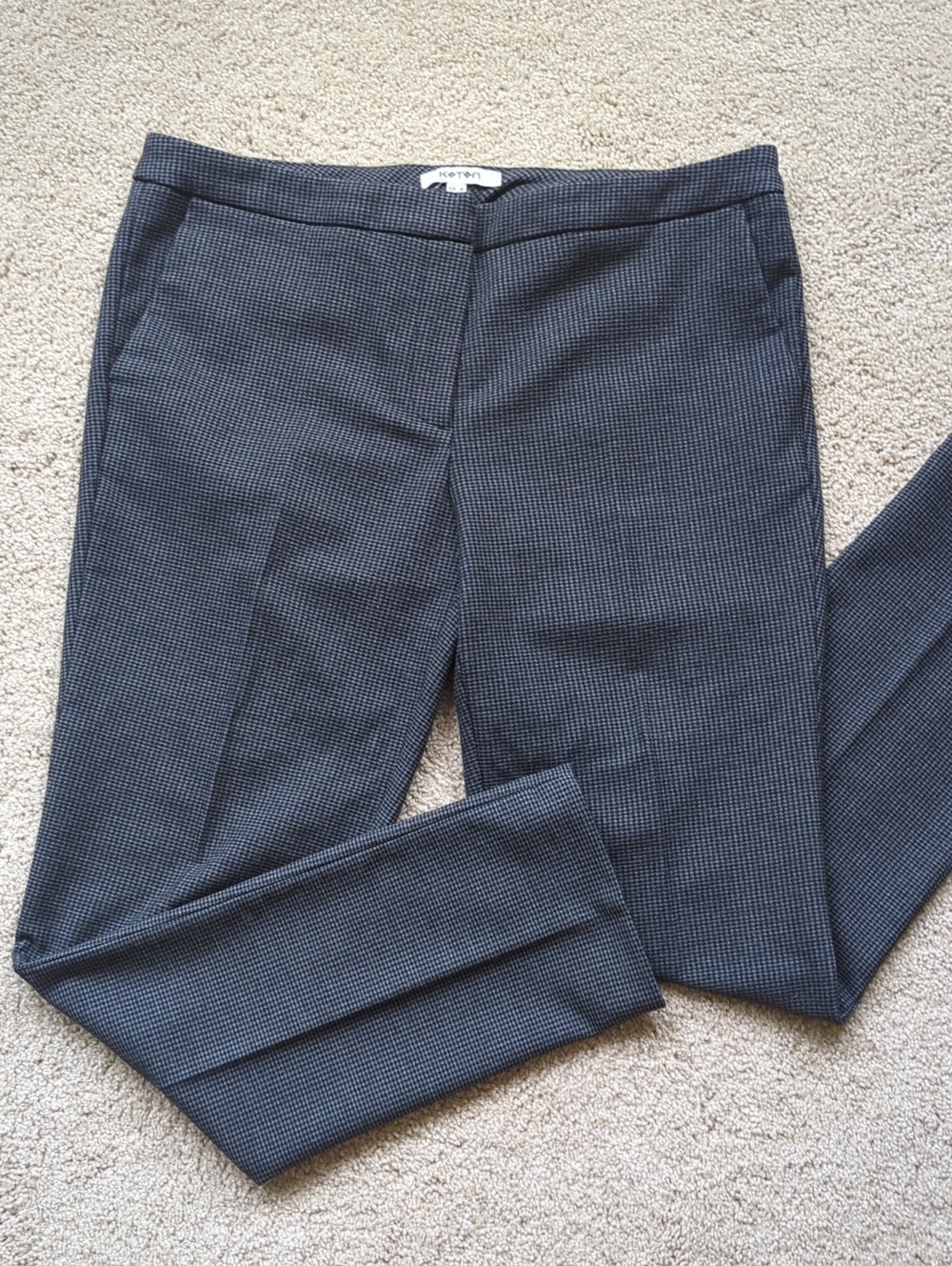 Koton Charcoal Micro-Check Slim Trousers